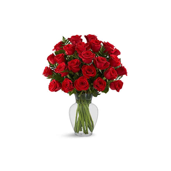 12 Bright Red Roses in Vase Delivery to Manila Philippines