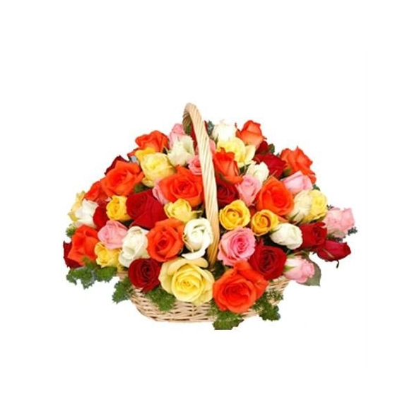 send multicolor roses in basket to manila,send rose basket to philippines,