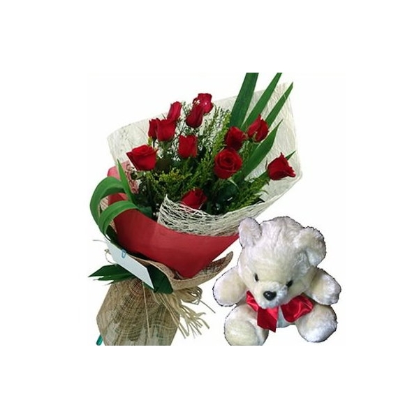 12 Red Rose with Bear Send philippines