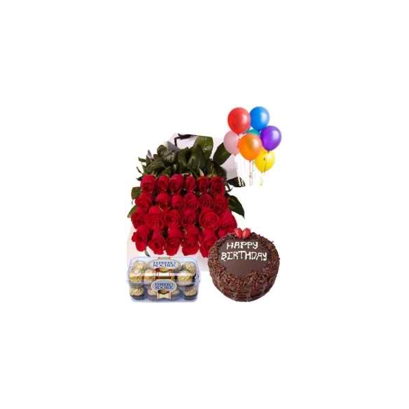 Flowers w/Balloon cake & chocolate to manila