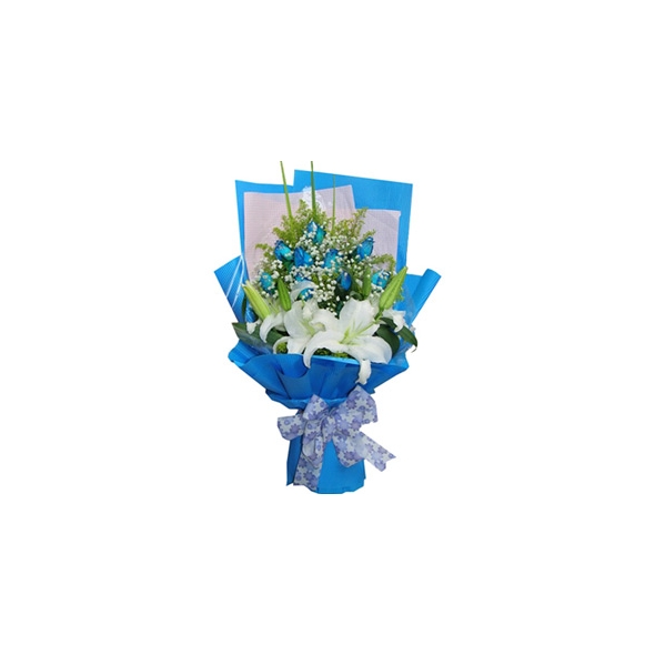 Blue Roses & Perfume White lilies Send to Manila