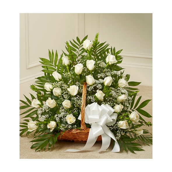 Delicate White Roses Basket Send to Manila Philippines