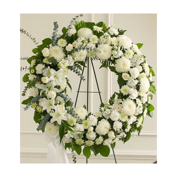 Heavenly Whites Wreath Send to Manila Philippines