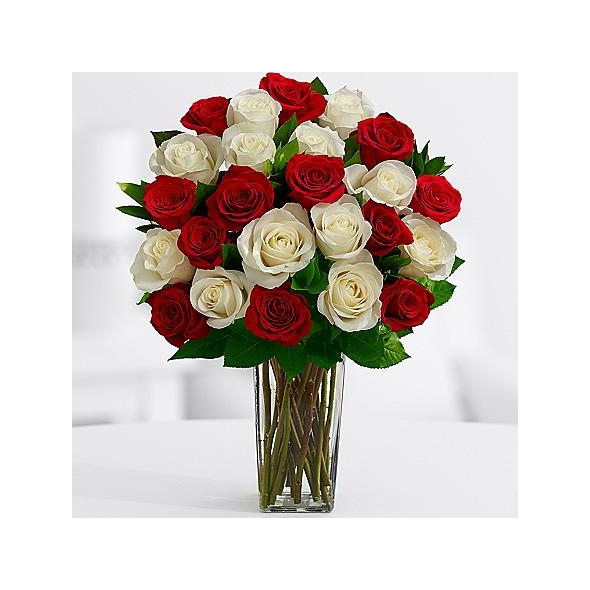 Buy 12 Red Roses and get 12 White roses