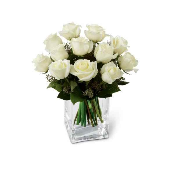 12 White Roses in Vase Delivery to Manila Philippines