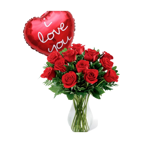 12 Red Roses with 1 My Love Balloon Delivery to Manila Philippines